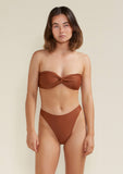 Frankie High Waist Bikini Bottom - Earth Brown